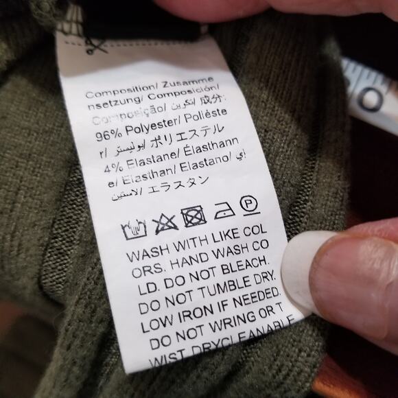 Shein - Women's Green Ribbed Sweater V-Neck Long Sleeve Knee Length Dress Size S - Picture 5 of 6